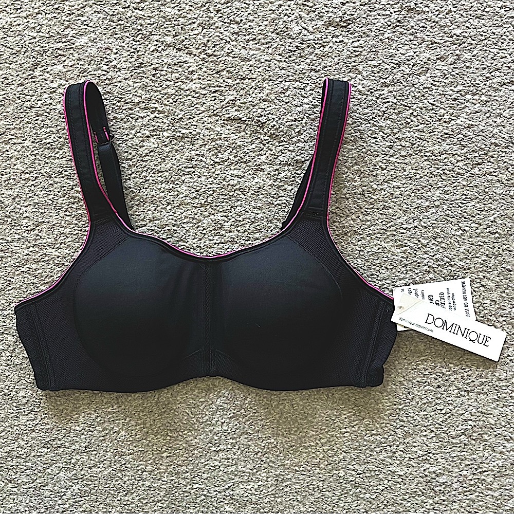 NWT Dominique Zoe Pro Max Support Bra In Black and Pink Size 38C